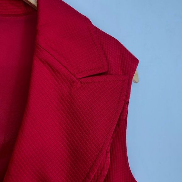 Escada Red Sleeveless Collared Dress with Sash and Pockets size 42/US Large - Picture 4 of 16